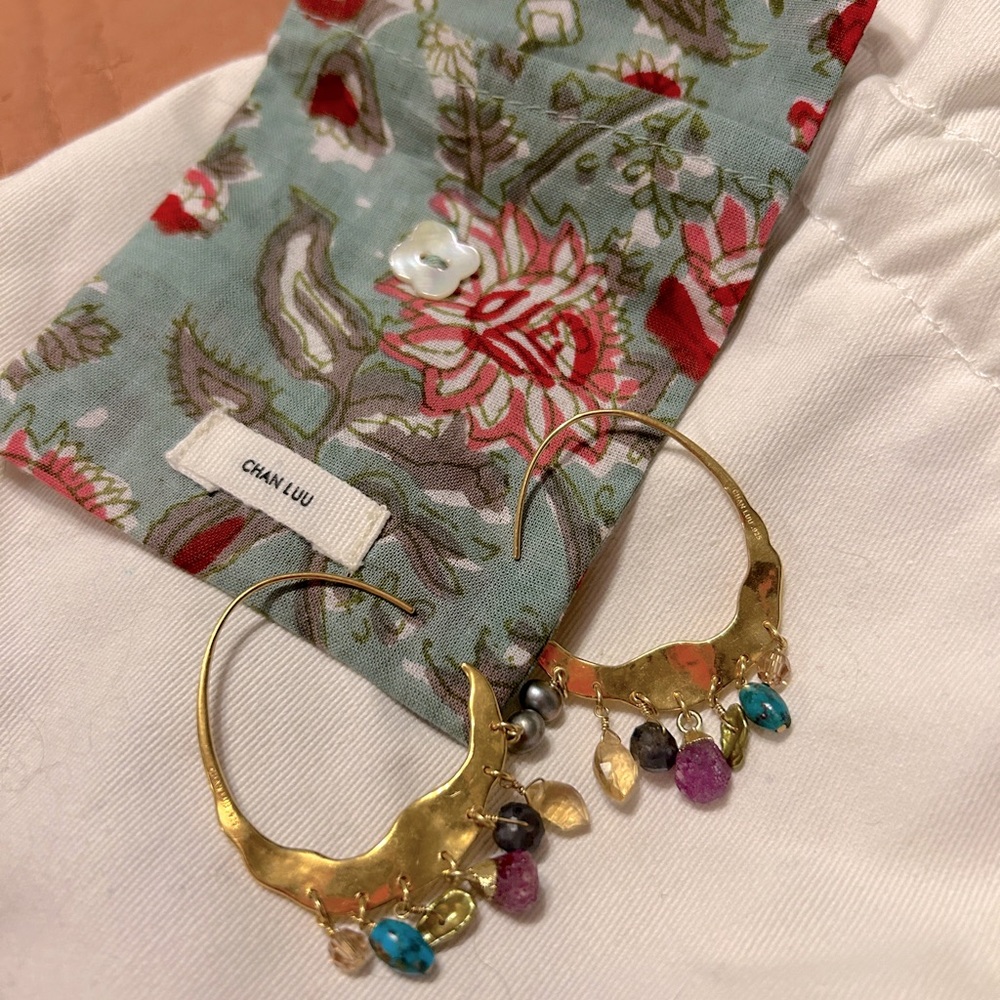 Chan Luu Petite Crescent Multi-Stone Earrings